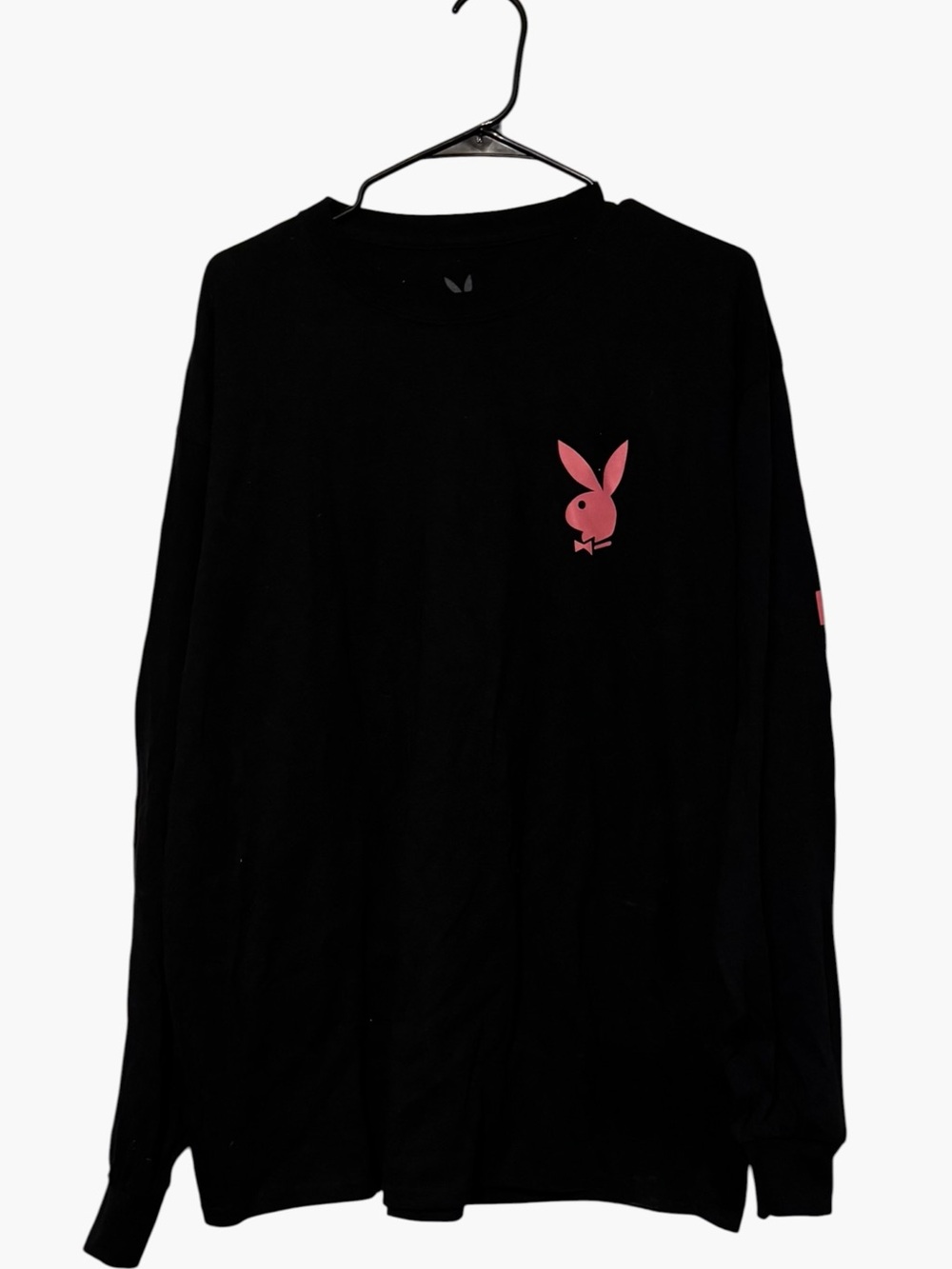 PLAYBOY Black Long-Sleeve Tee with Pink Bunny Logo